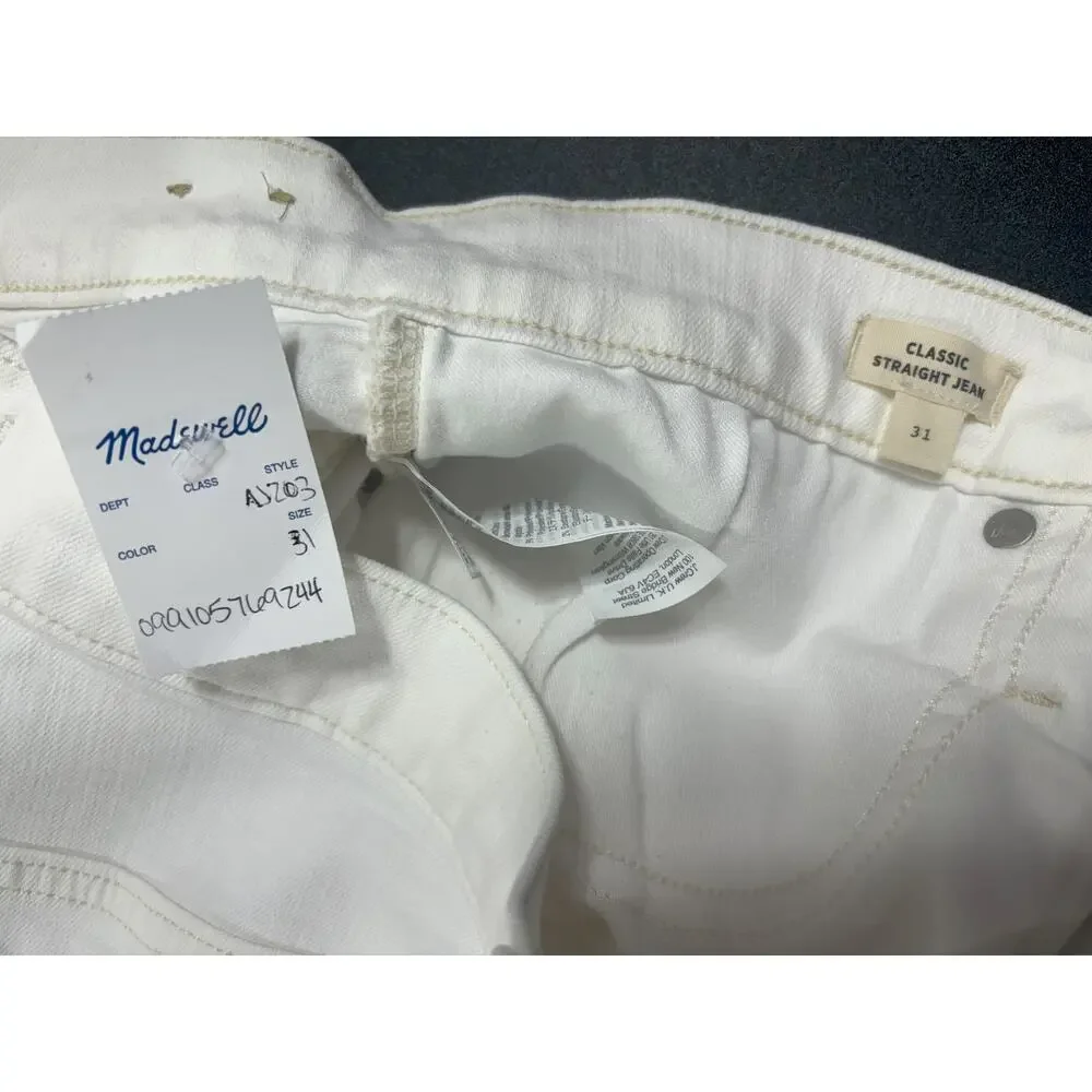 Madewell NWT Classic Straight Cropped Jeans in Tile White Size 31 MSRP‎ $128